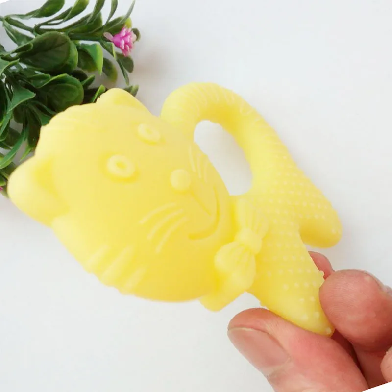 New Top Silicone Baby Teether Cat Shape Teether Silicone Baby Dental Care Toothbrush Training Baby Care Traning Tool Teething Toys     