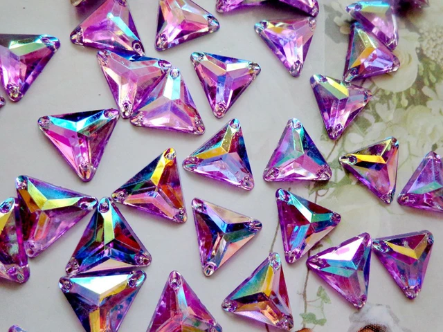 100pcs triangle shape 14mm gem stones sew on crystals light purple  rhinestones flatback dress accessory - AliExpress