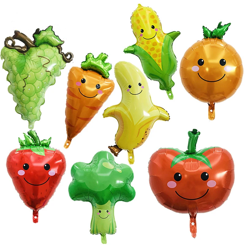 

Fruit Balloons Vegetable Food Helium Foil Balloon farm party decoration Strawberry Carrot Orange Grape Banana Corn Apple