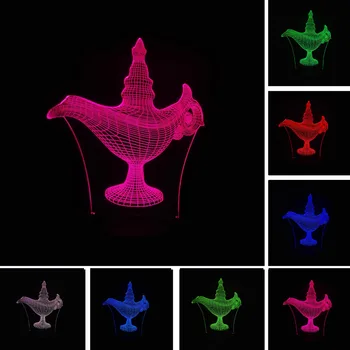 

3D Aladdin Magic Lamp Led Night Light Atmosphere Illusion Table Mood Bedroom Livingroom Cafe Bar Lamp Child Kids Birthday Gifts