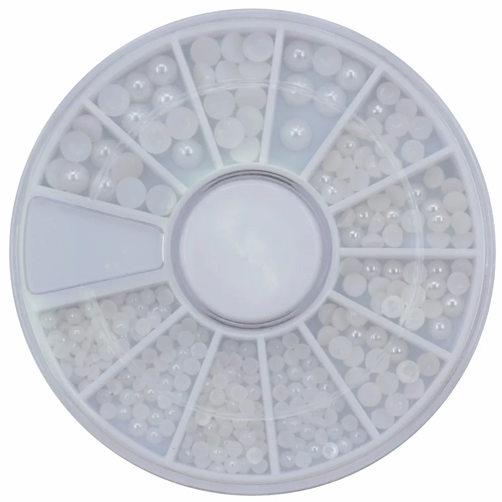 

LCJ New 2019 Mixed Size Fashion White/Beige Half Round DIY Resin Flatback Nail Art Pearl For Nail Decoration Pearl(ZH73)