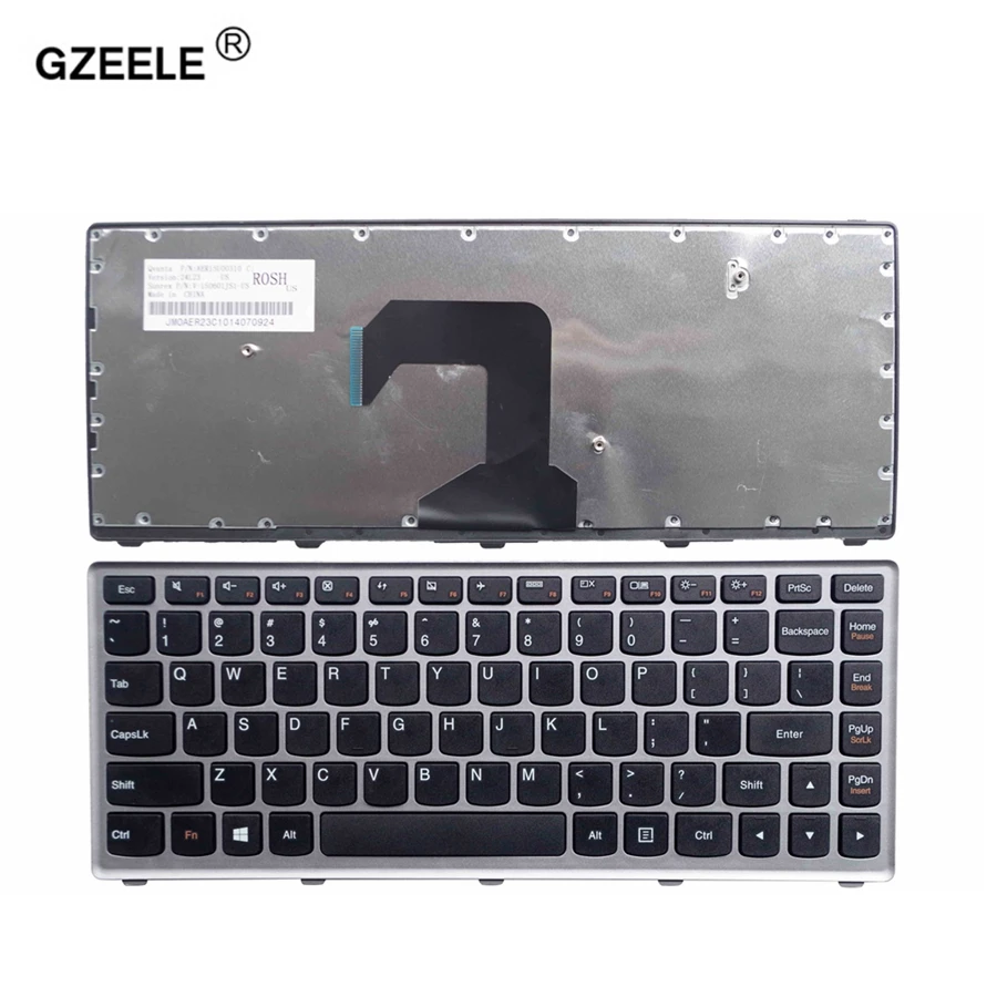  GZEELE New Laptop keyboard for Lenovo U410 Keyboard US Black Key Silver Frame English Version
