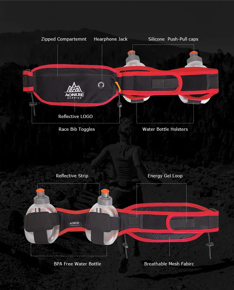 AONIJIE E937 марафон бег Велоспорт гидратация пояс поясная сумка держатель для телефона 170 мл бутылки для воды