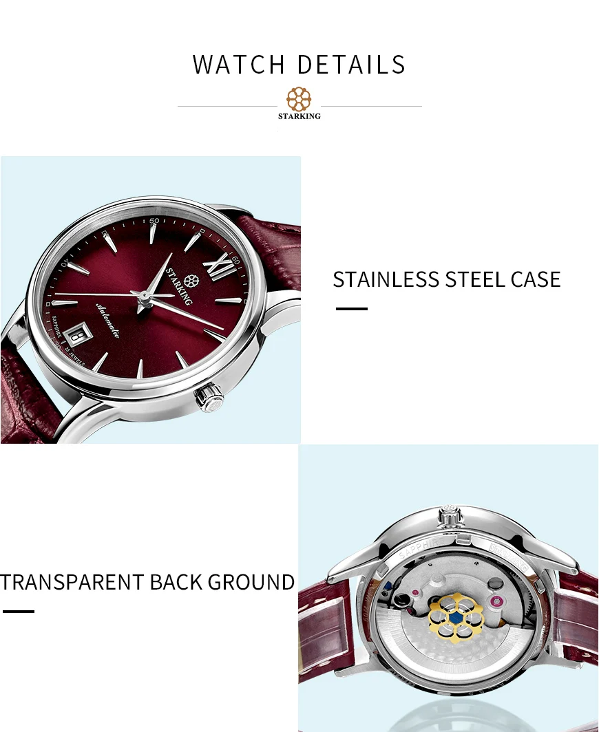 STARKING модные парные часы, механические Автоматические часы для влюбленных, 5 АТМ, водонепроницаемые наручные часы с сапфировым кристаллом AM/L0239