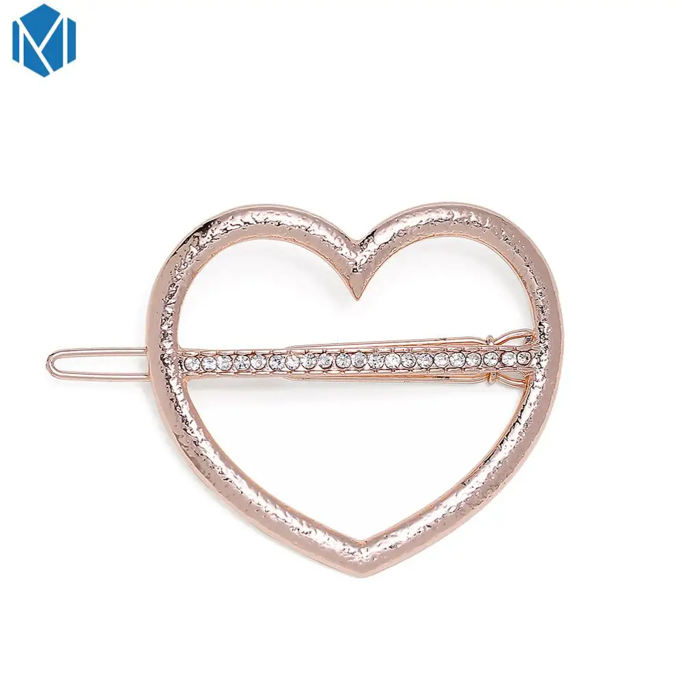 Crystal Heart Gold Модные женские аксессуары для волос, треугольная заколка для волос, металлический геометрический сплав, ободок для волос с Луной и кругами, заколка для волос, держатель для девочек - Цвет: Crystal Heart Gold