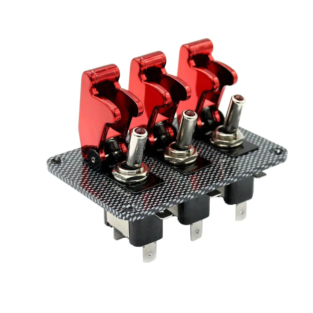 12V Toggle Switch Racing Ignition Engine Relays Carbon Fiber Surface Panel With Toggle Switch & Cover