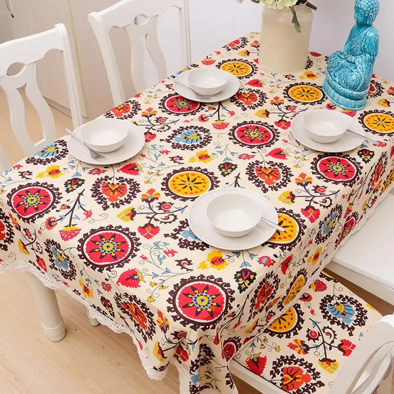High Quality Table Cloth National Wind Explosion Models Cotton Linen