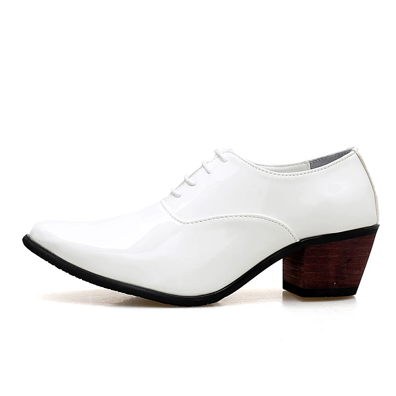 Дизайнерская мужская обувь, увеличивающая рост; итальянская Роскошная брендовая мужская обувь из лакированной кожи на высоком каблуке; блестящие мужские туфли-оксфорды