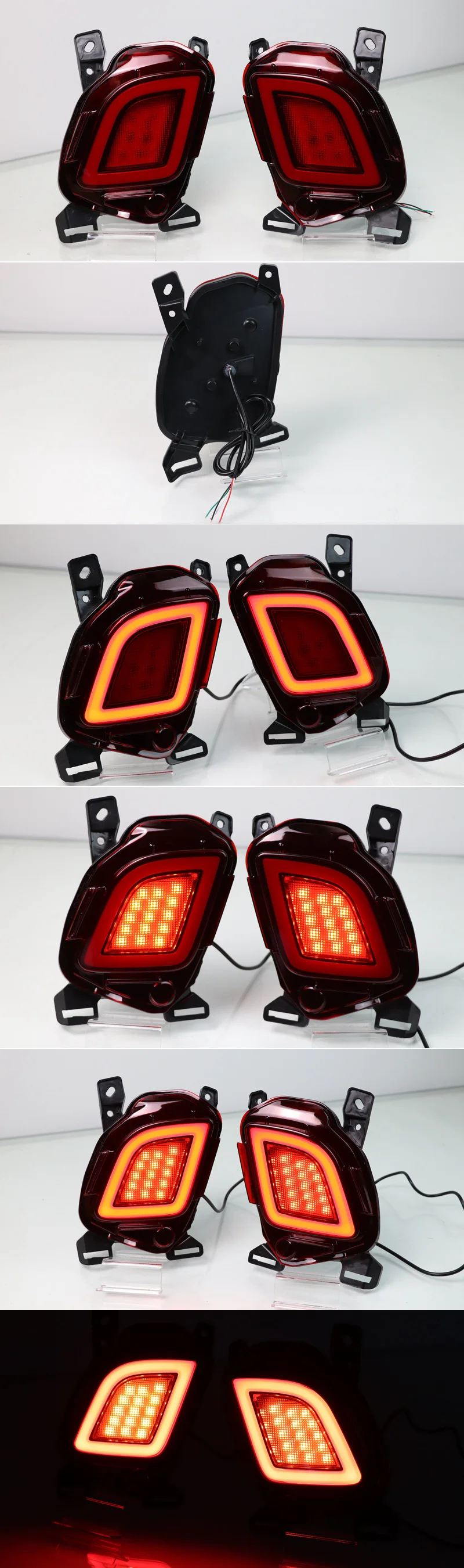 2PCS For Toyota Highlander Multi-functions LED Rear Bumper Light Fog Lamp Brake Light Turn Signal Light