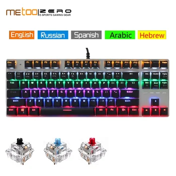 

Metoo ZERO gaming keyboard wired mechanical keyboard Blue/Black/Red switch LED backlit 87 104 keys Arabic Russian Spanish Hebrew