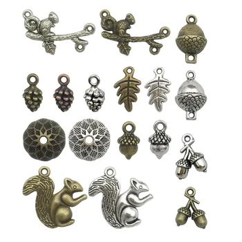 

Squirrel Acorn Charms 65pcs Craft Supplies Mixed Pendants Beads Charms for Crafting, Jewelry Accessory For DIY Necklace Bracelet