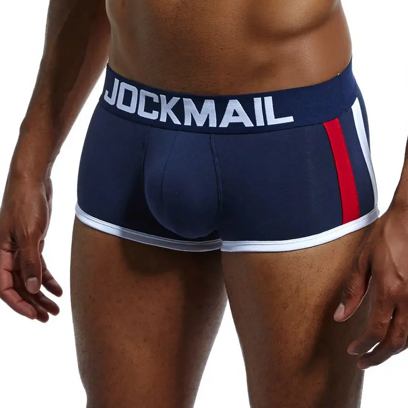 JOCKMAIL Брендовое сексуальное мужское нижнее белье с подкладкой, мужские боксеры, усиление выпуклости, боксерские шорты, Гей Нижнее белье, подарок, Передняя съемная чашка пуш-ап