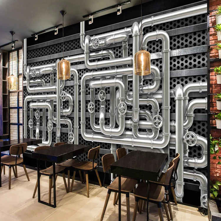 3d photo wallpaper restaurant 3d industrial pipe heavy metal bar ktv bedroom living room clothing store retro wallpaper mural wallpaper mural 3d photoretro wallpaper aliexpress