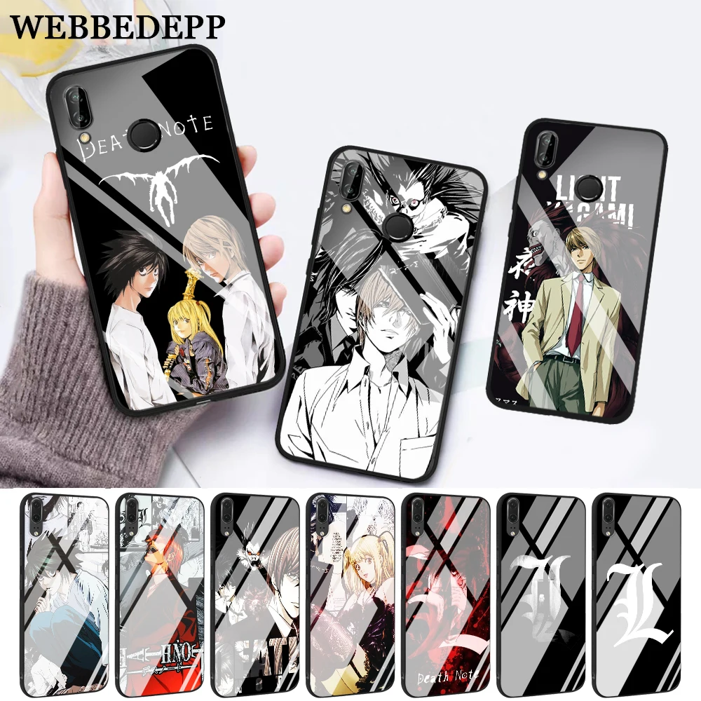 

WEBBEDEPP Anime Manga Death Note Design Glass Case for Huawei P10 lite P20 Pro P30 P Smart honor 7A 8X 9 10 Y6 Mate 20