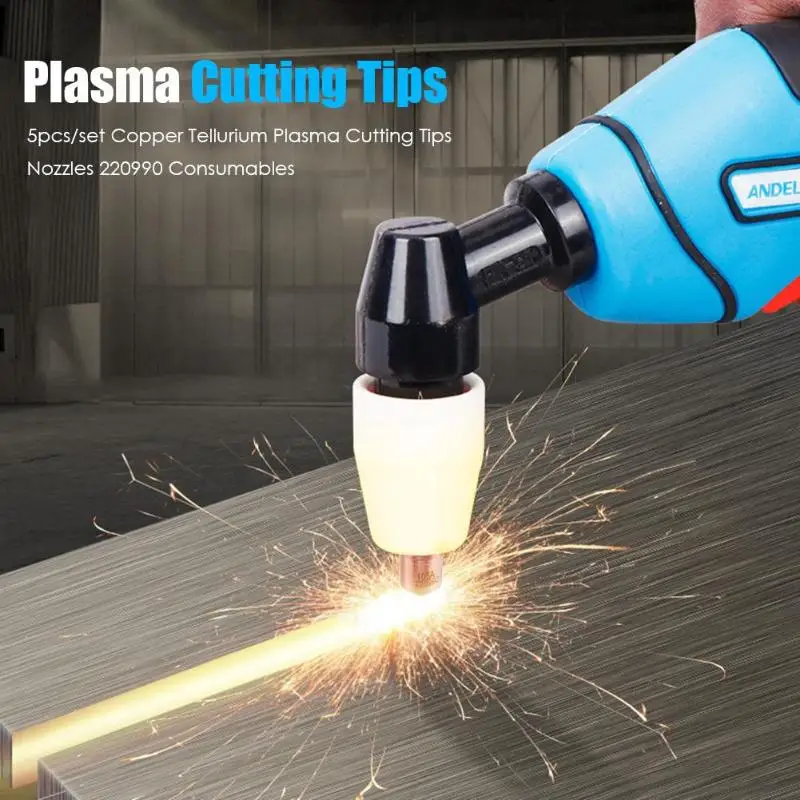 

5pcs/set Copper Tellurium Plasma Cutting Tips Nozzles 220990 Consumables Nozzle Tips 8mm Plasma Cutting Tips