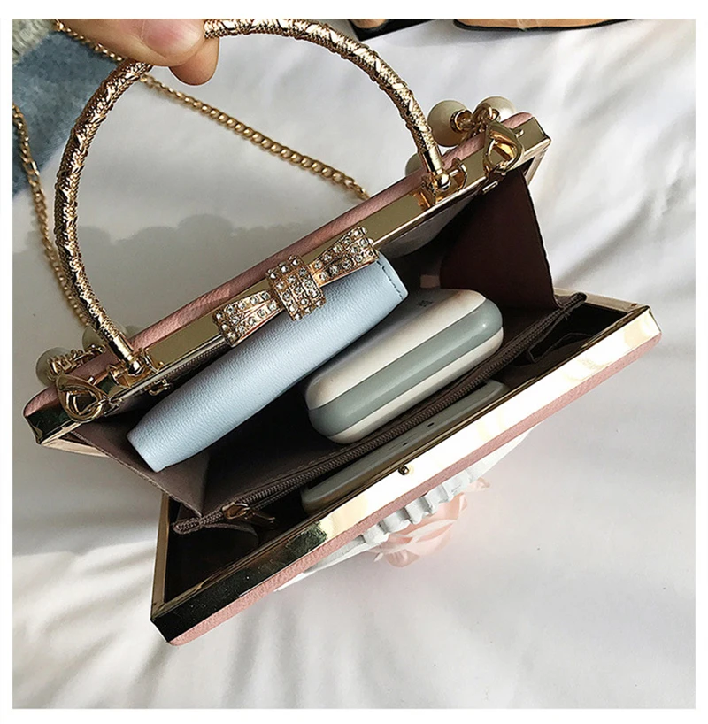 Embossed Flowers Women Handbags Luxury Rose Chain Lady Leather Shoulder Bag Evening Party Female Travel Crossbody SS3529 (6)