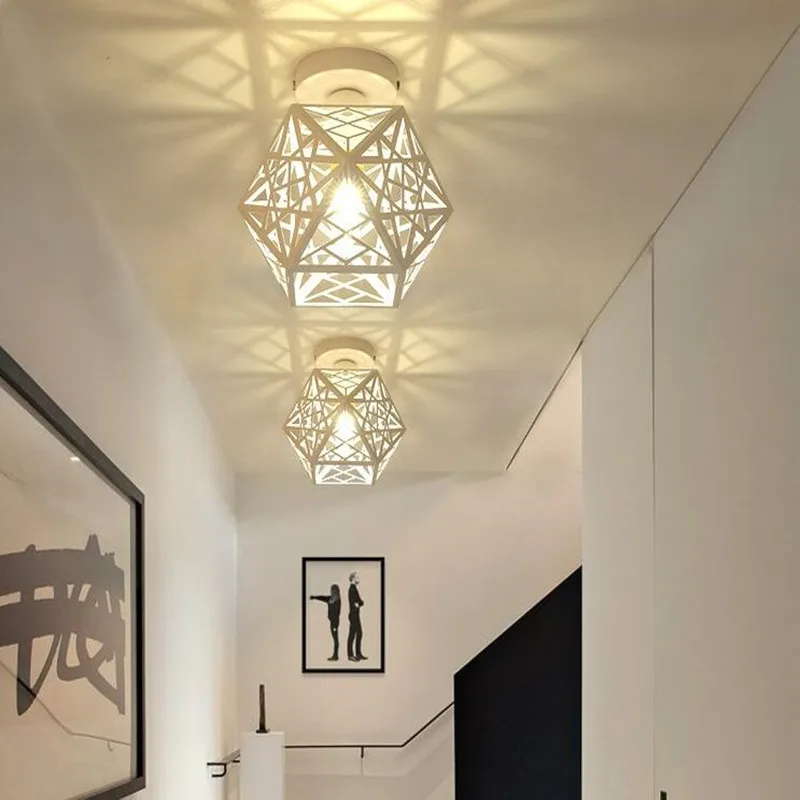 

Modern Iron Ceiling Lamp Personality Nodic Retro Black/White Ceiling Lights Luminaria Lamparas De Teto Avize E27 Home Decoration
