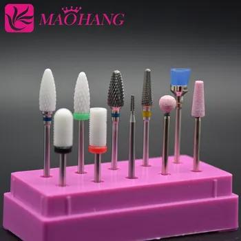 

MAOHANG 10pcs/set Ceramic Nozzle Nail Drill Bit Milling Cutter Manicure Machine Pedicure Nail Art Tools Electric Drill Accessory