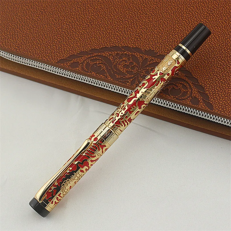 Pura com Dragão Padrão de Metal Jinhao Presente Caneta Rolo Bola Canetas Luxo Dragão Oriental Metal Esferográfica 2 High Quality Material escolar e de escritório