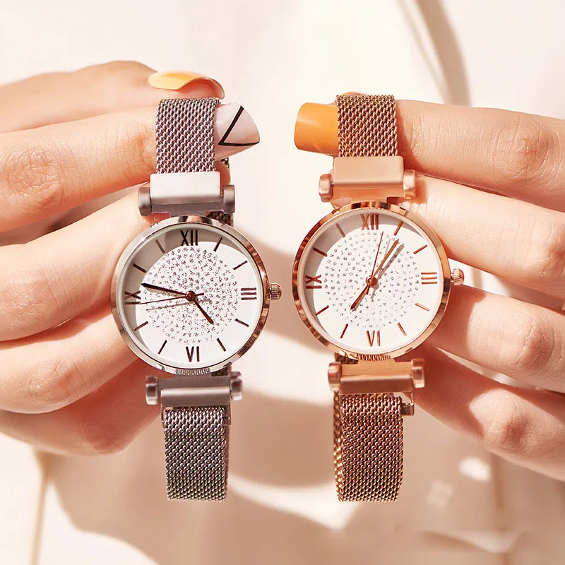 

Luxury Gypsophila Ladies Dress Watch Fashion Diamond Women Quartz Wristwatches Magnetic Mesh Waterproof Clock relogio feminino