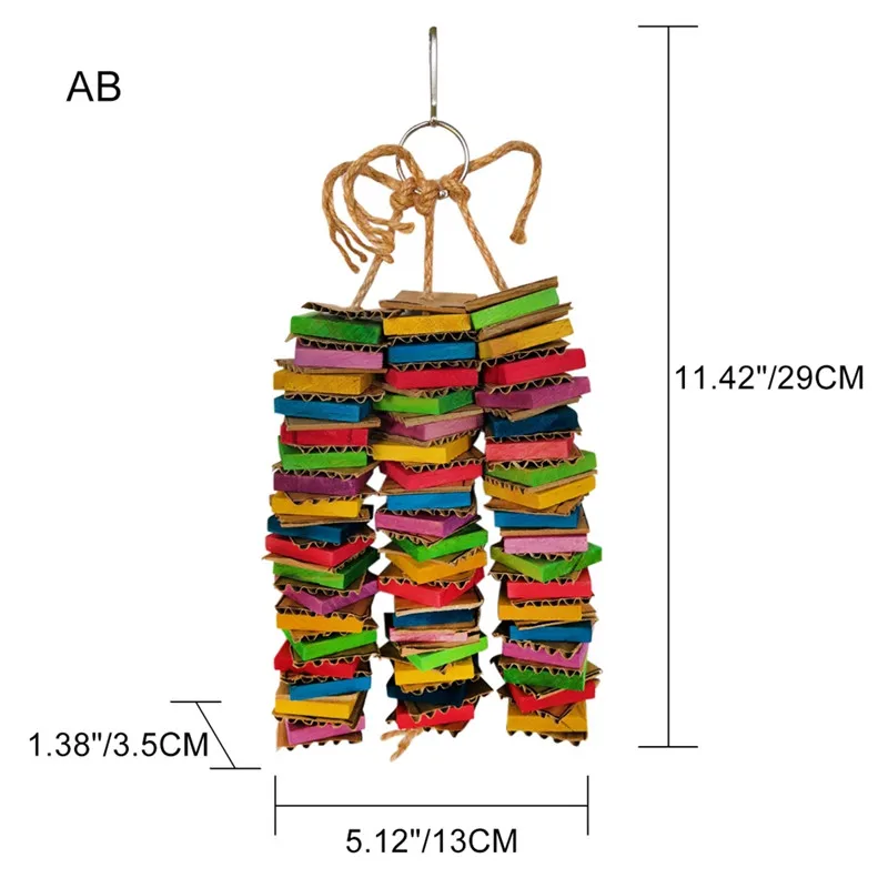 Птица Попугай Игрушка Натуральный Деревянный красочный квадратный картон строительные блоки жевательный укус подвесная клетка качели подъем жевательные игрушки - Цвет: Серый