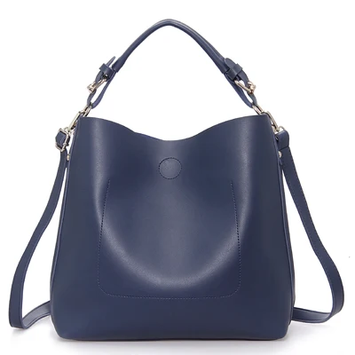 Высококачественная кожаная женская сумка, сумка-мешок на плечо, одноцветная большая женская сумка, набор большой емкости, сумка-тоут, Bolsas Feminina, известный бренд - Цвет: dark blue