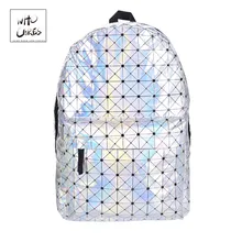 Кожаный качественный рюкзак для ноутбука, Женский голографический рюкзак для школьников, Женский лазерный серебряный цвет, голографический рюкзак, рюкзаки