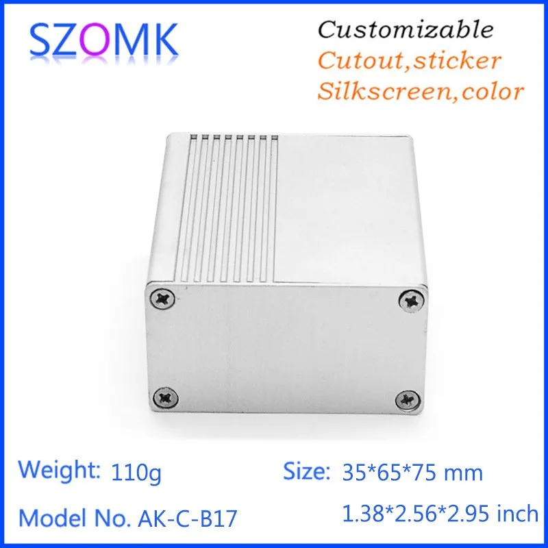 

10 pcs, 35*65*75mm hot selling szomk aluminum project box electrical enclosure aluminum housing anodized pcb aluminum case