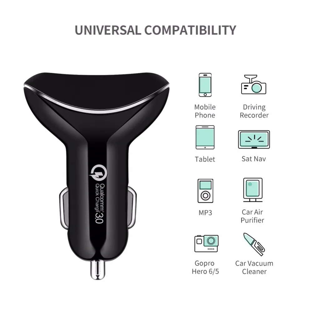 Автомобильное зарядное устройство ANLUD Quick Charge 3 0 Dual USB Type C для Xiaomi PD автомобильный