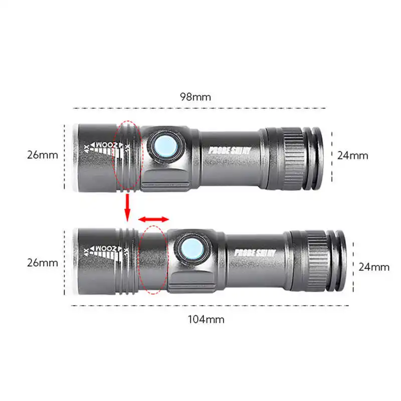 PROBE SHINY Adjustable LED Zoom 3000LM powerful led flashlight MINI USB Rechargeable Flashlight Torch Portable #3o8 (1)