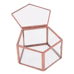Винтажный Свадебный латунный прозрачный стеклянный геометрический Настольный граненый Террариум плантатор ювелирный ящик подсвечник