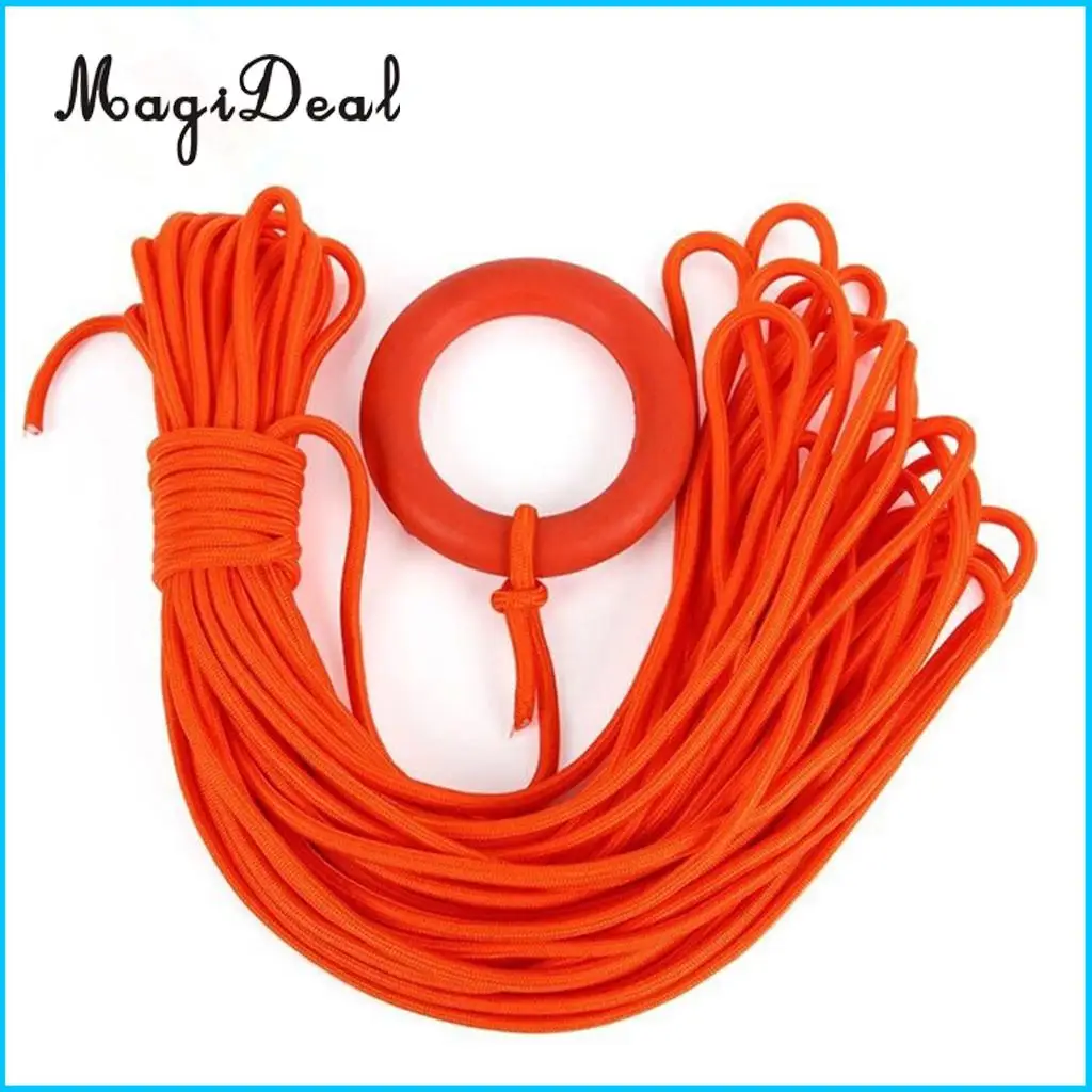 MagiDeal Rubber Round Floating Ring Float Buoy for Water Sports Sailing Boating Swimming Life Saving Rope Cord