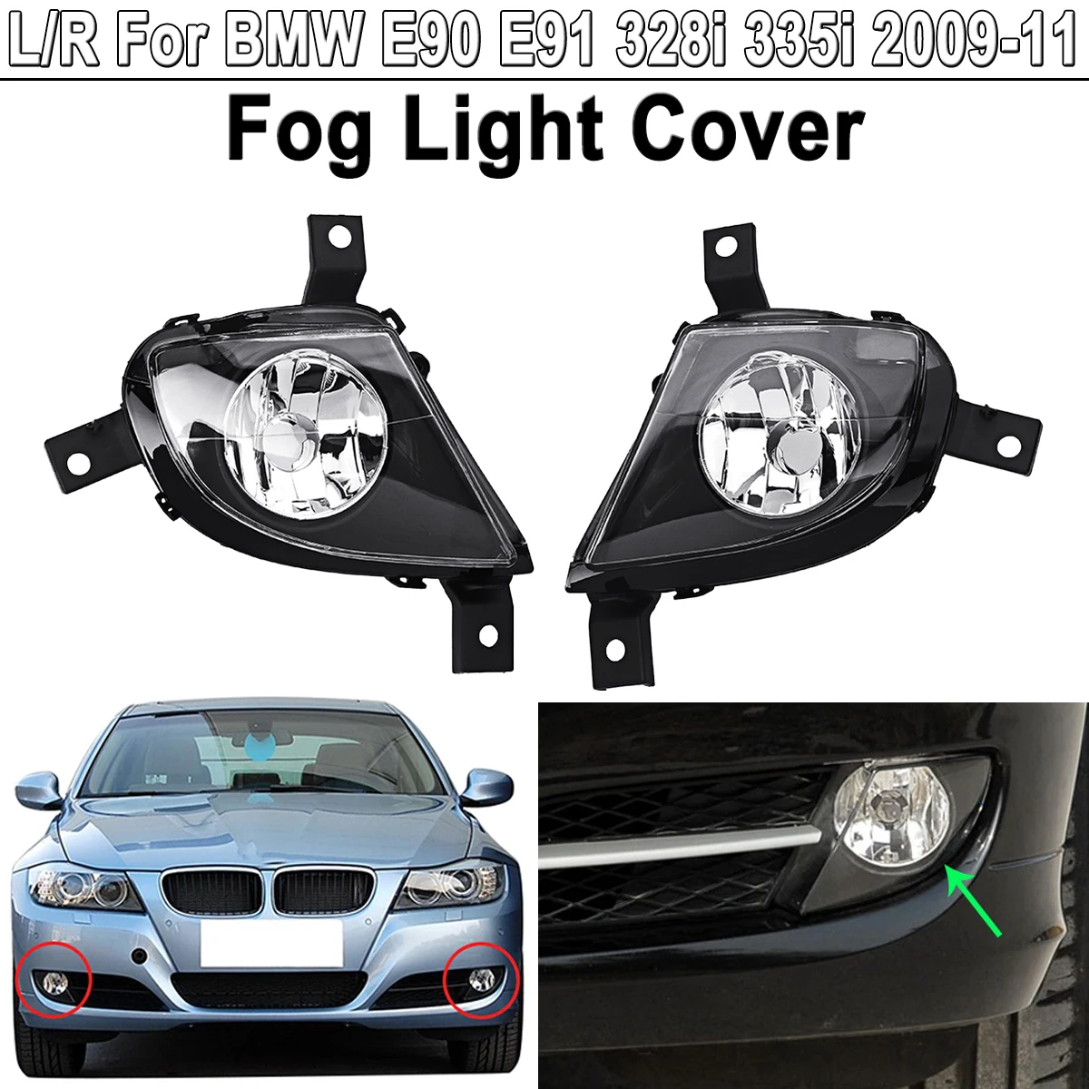1Pcs Left/ Right Front Bumper Fog Light Lamp Driving Light Cover Emark