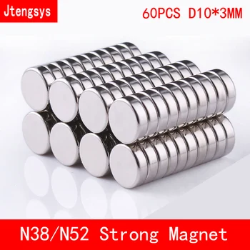 

60pcs Neodymium magnet 10x3 Rare Earth small Strong Round permanent 10*3mm fridge Electromagnet NdFeB nickle magnetic DISC