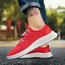 2018 Красные кроссовки супер легкий открытый Фитнес прогулки Черный Спортивная обувь для Для мужчин Обувь с дышащей сеткой Для мужчин белый