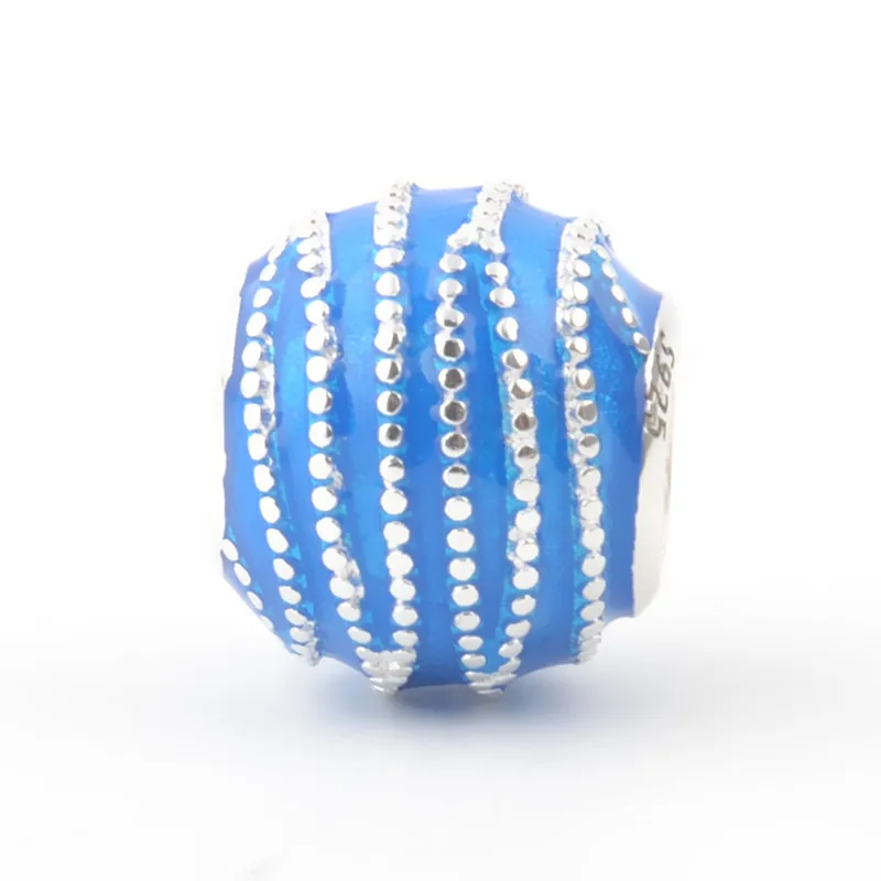 Authentic 100% 925 Sterling Silver Galaxy Vortex Blue Enamel Charm Beads Fit Original Pandora 