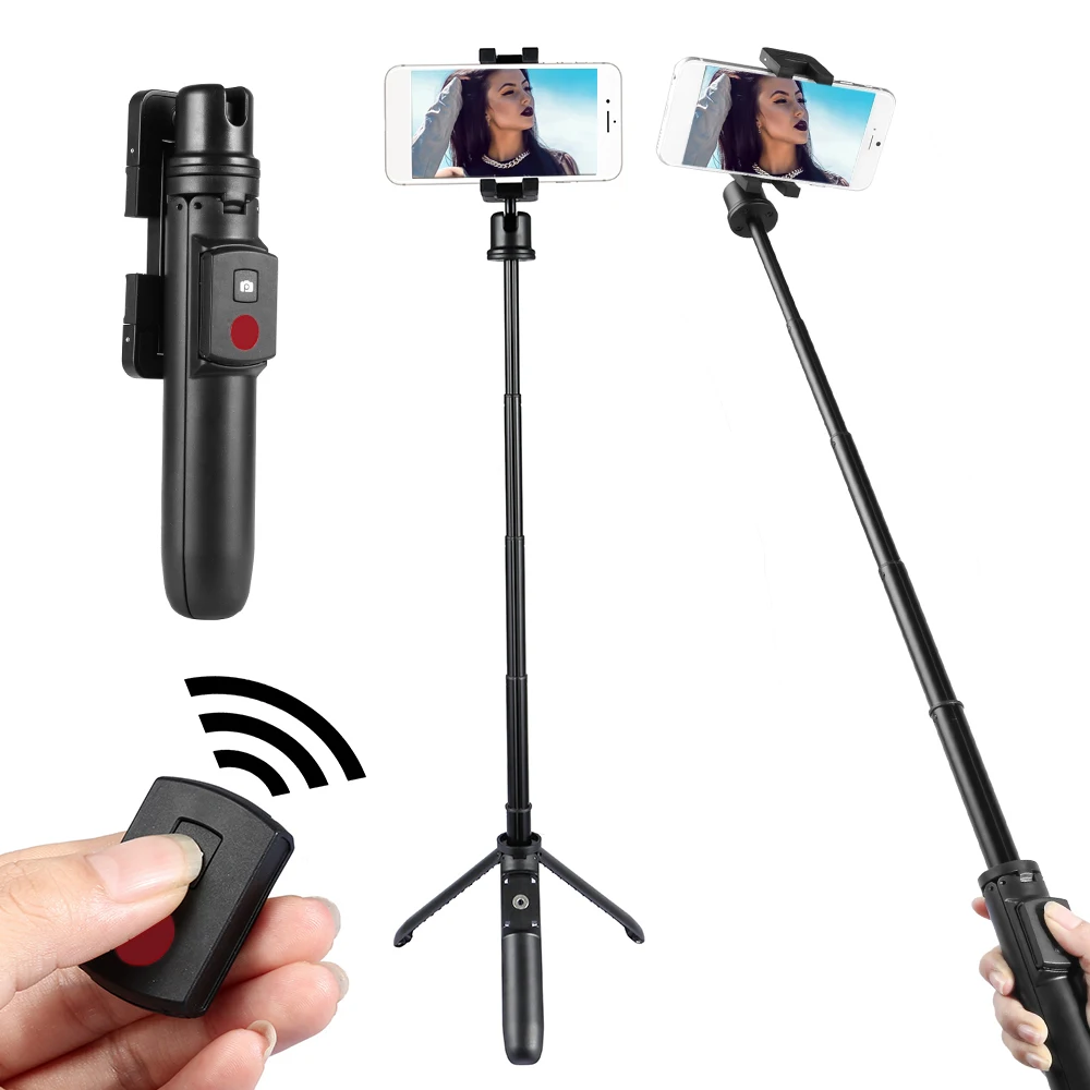 KINGJOY 2 In 1 Selfie Stick Mini Tripod + BT Remote Control Phone Clip