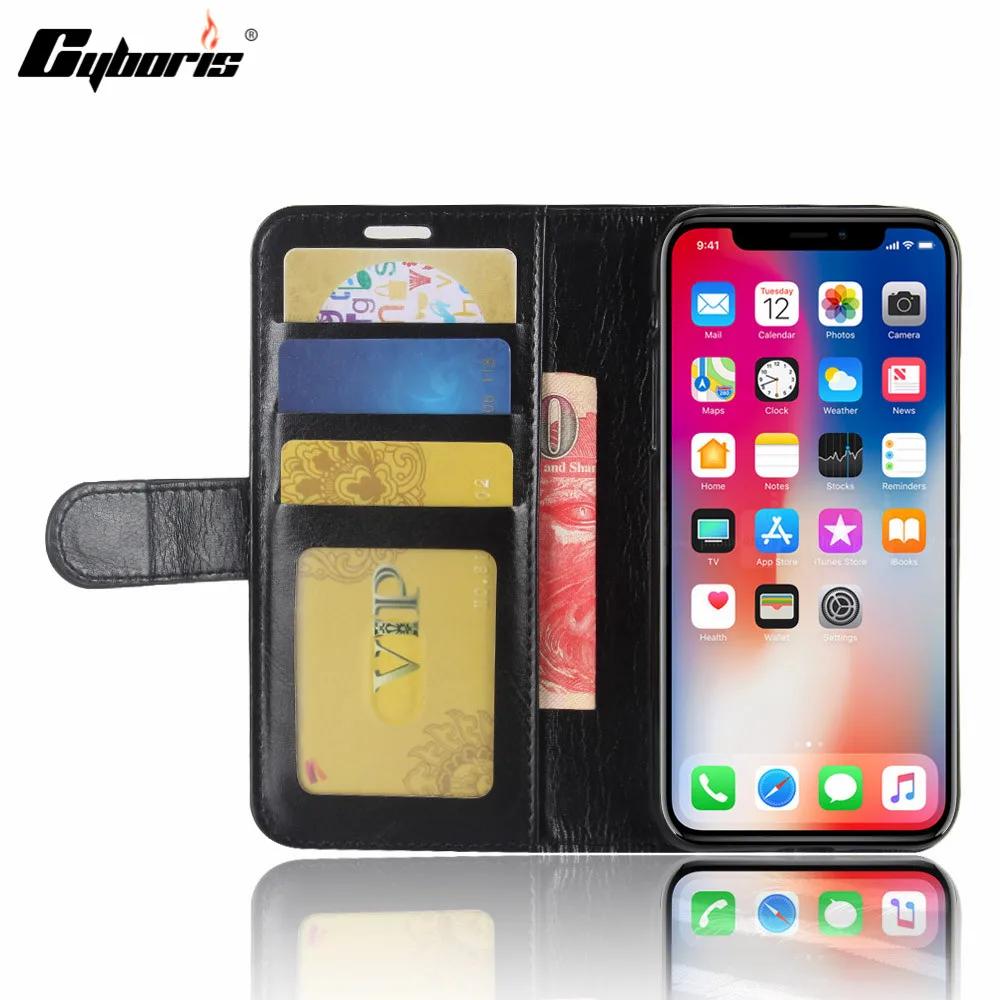 

Cyboris cases For Apple iPhone X Cases Funda Luxury PU Leather Wallet Cover Phone Flip case for iPhone X phone Caso Coque