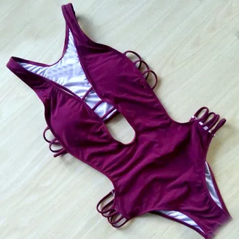 

One Piece Swimsuit 2018 Sexy Thong Swimwear Women Bandeau Monokini Hollow out Bathing Suit Brazilian Push Up Trikini Bodysuit