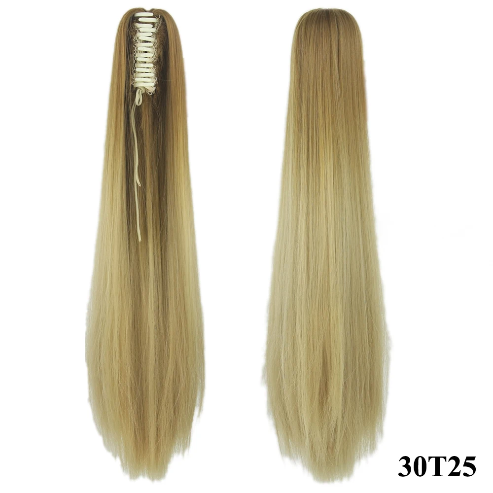 Soowee синтетические волосы длинные прямые заколки для наращивания волос Блонд седой коготь накладные шиньоны в виде конского хвоста маленький пони Сказочный хвост - Цвет: T1B/30