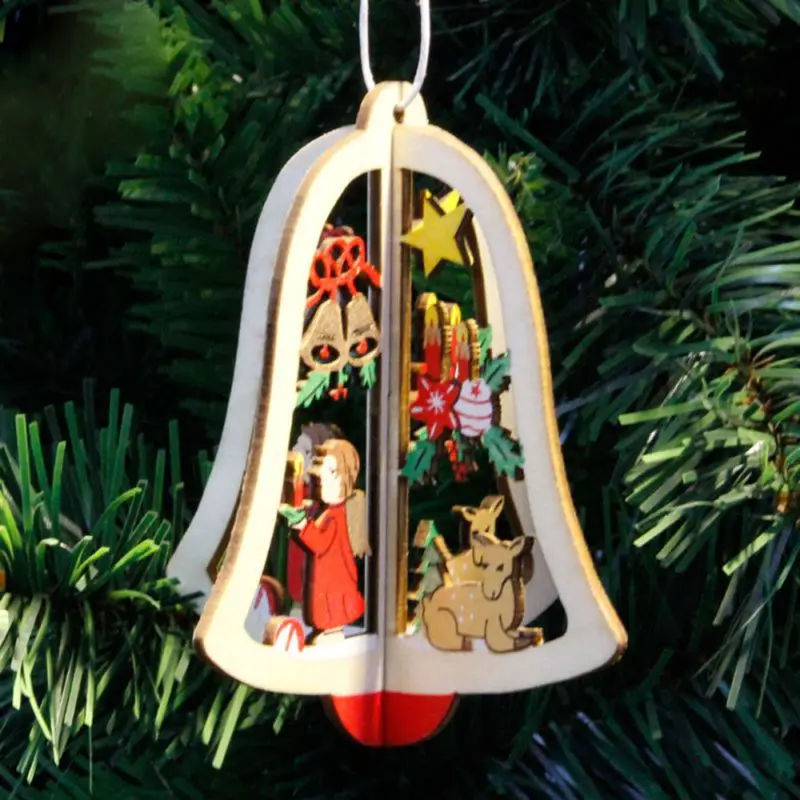 

High Quality Christmas Wooden Decoration Xmas Tree Pendant Embellishments Hanging Home Christmas Drop Ornaments Decor