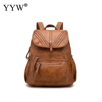 

Brown Men Backpack Flap Magnetic Snap Zipper Waterproof Backpack Fashion Pu Leather Travel Bag Casual School Bag Leather Bookbag