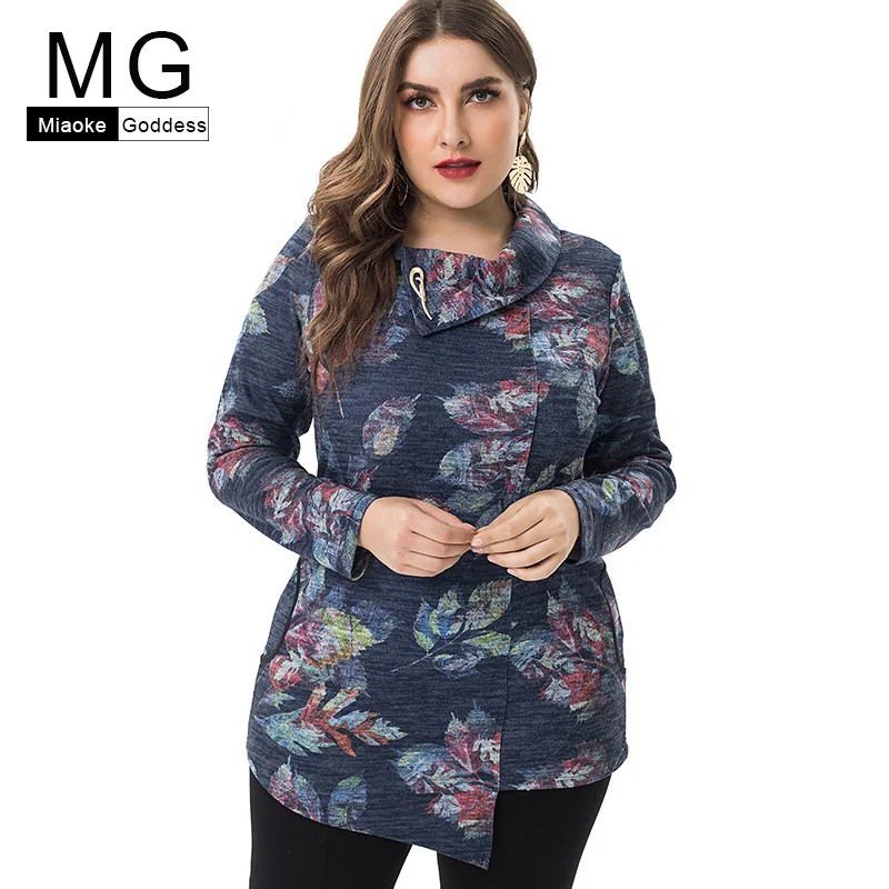 

MG 2019 Spring new arrival Plus Size womens Print floral tops and blouses fashion ladies elegant Vintage streetwear t-shirt