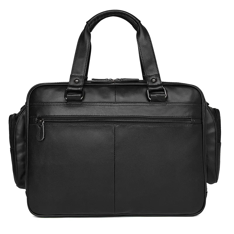 US $111.99 Nesitu Big Large Capacity Chocolate Black Genuine Leather Men Travel Bags Messenger Bags 156 Laptop Briefcase Portfolio M7150