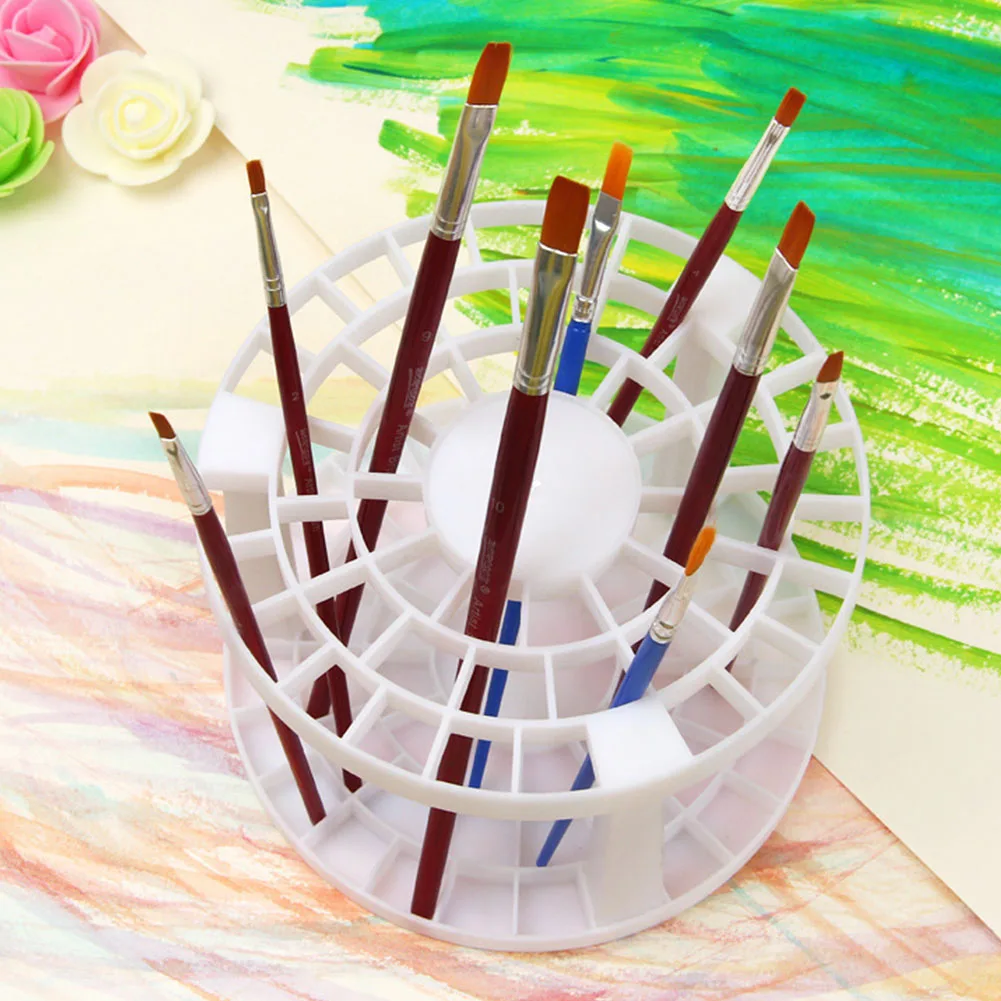 

49 Holes Office Brush Organizer Pen Holder Desktop Makeup Storage Round Space-saving Dismountable Multifunctional Plastic