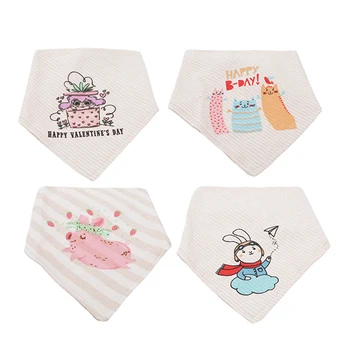 

4 Pcs/Sets New Baby Bibs Cute Hippo Bib Printing Burp Cloths Accessories Bandana Baby Feeding
