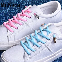 Спортивные овальные шнурки без завязок, Серебряный карабин, эластичные шнурки для детей и взрослых, унисекс, повседневная спортивная обувь без шнурков