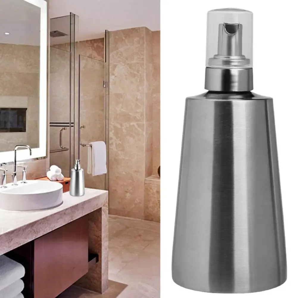 350ml Stainless Steel Bathroom Press Pump Foam Bottle Liquid Soap Dispenser Set