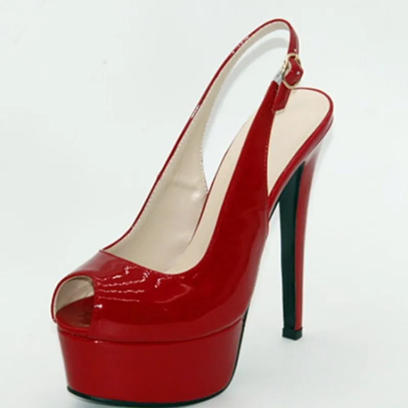 SHOOFOO обувь. Пикантные Модная одежда;, красные, из искусственной кожи, 4,5%, водонепроницаемый, 14,5 см Босоножки на каблуке-шпильке. Размер: 34-45