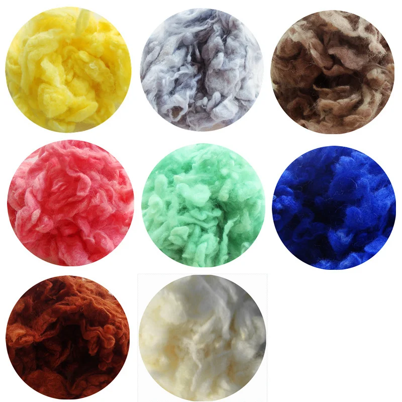 

Wool Felt Poke Fun Handmade DIY Teddy Needle Felting 10g/bag Curly Wool Roving Fiber,multicolor 8Bag/lot
